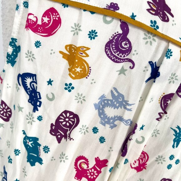 ModCloth Zodiac Print Sleeveless Blouse White Multicolor Size Large - Picture 9 of 13